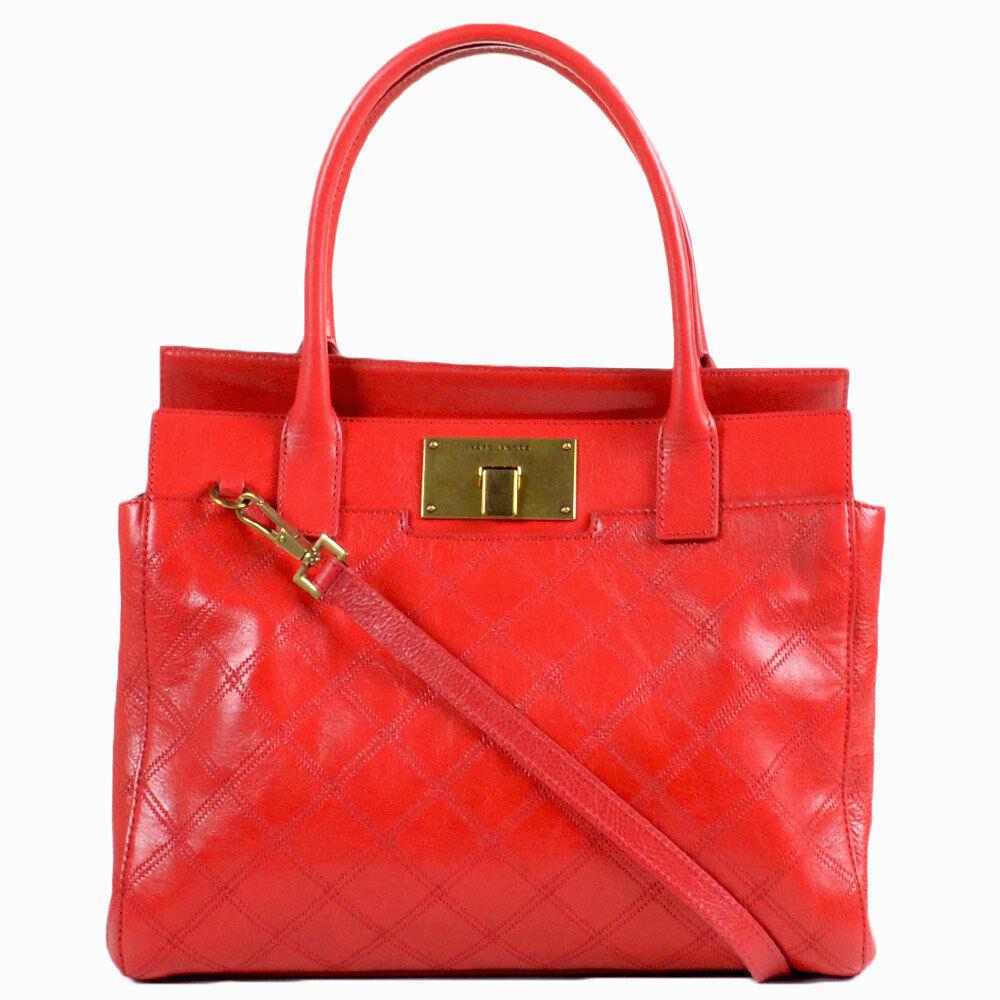 Marc Jacobs Flame Red Buddy Quilted Satchel Bag Made in Italy