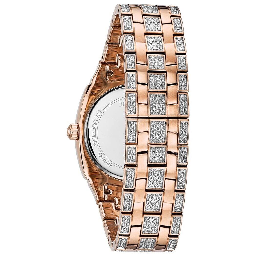 Bulova Men`s Crystal Bul Quartz Rose Gold Stainless Steel Watch 40 MM 98B324 - Dial: Multicolor, Band: Multicolor, Bezel: Pink, Rose Gold, Black