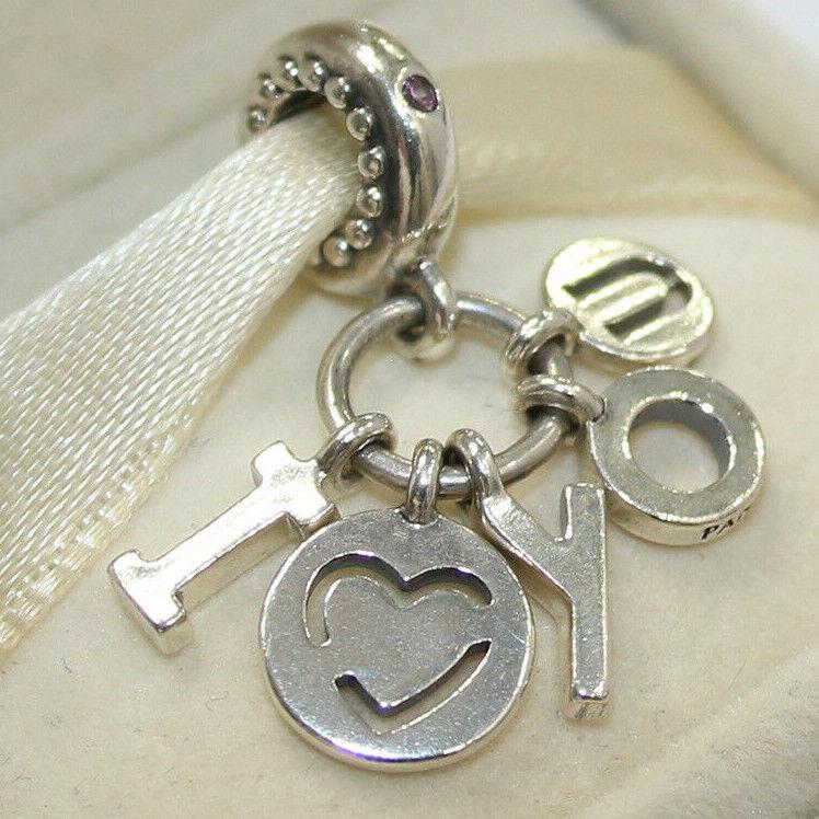 Pandora Charm I Love You Dangle 796596FPC W Tag Suede Pouch