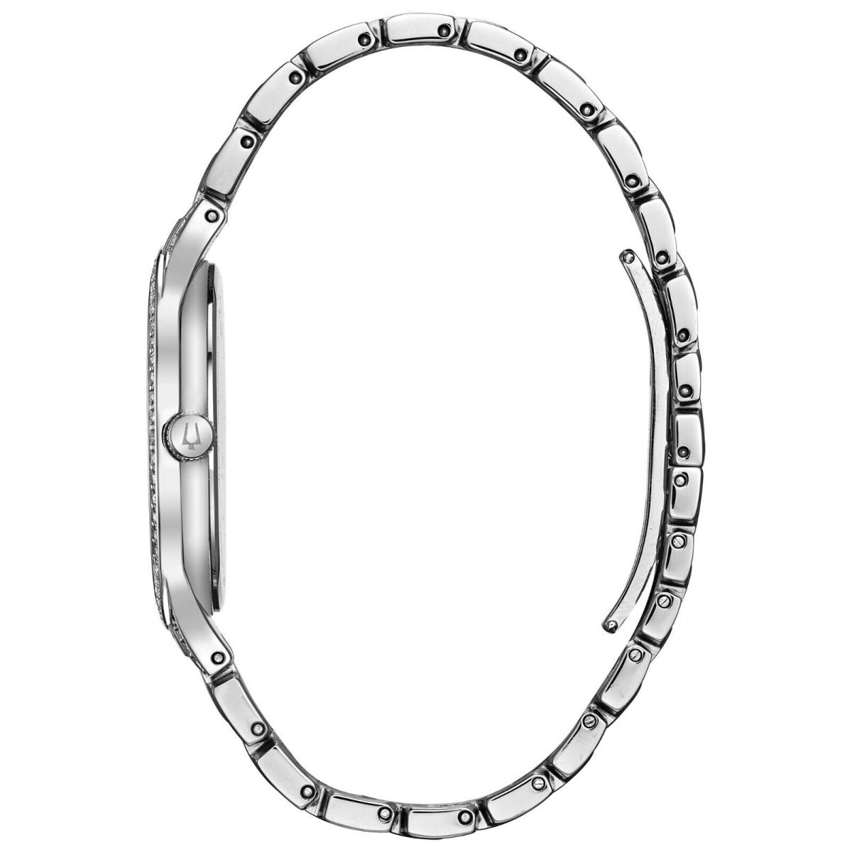 Bulova Phantom Mens Crystal Bul Quartz Silver Stainless Steel Watch 40 MM 96A227 - Dial: Black, Band: Silver