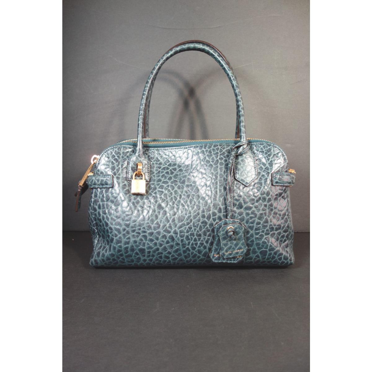 Marc Jacobs Blue Crocodile Printed Leather Handbag Bag Purse Satchel