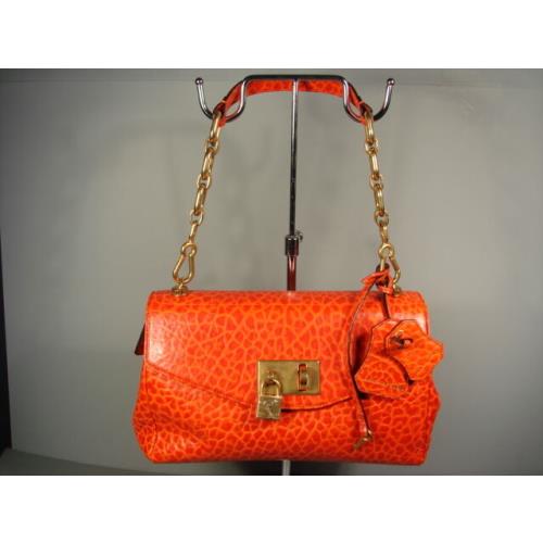 Marc Jacobs Orange Medium Printed Leather Handbag Shoulder Bag Purse Satchel