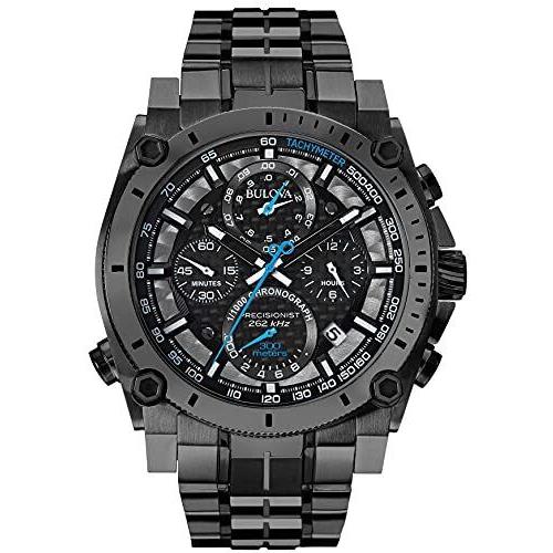 Bulova Men`s 98B229 Precisionist Analog Display Japanese Quartz Grey Watch - Dial: Black, Band: Gray, Bezel: Black