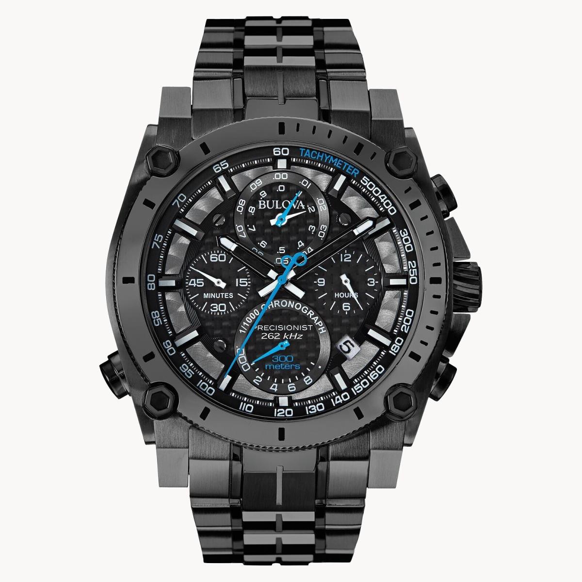 Bulova Mens Watch 98B229 - Dial: Black, Blue, Band: Black