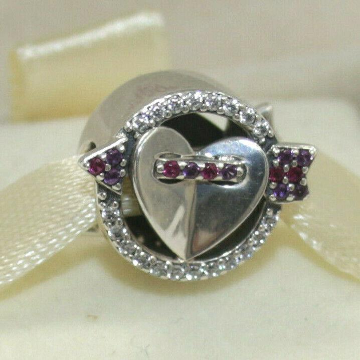 Pandora Charm Sparkling Arrow Heart 797827CZMX Bead W Suede Pouc