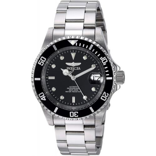 Invicta Men`s Pro Diver Collection Coin-edge Automatic Watch Steel - Dial: Black, Band: Silver