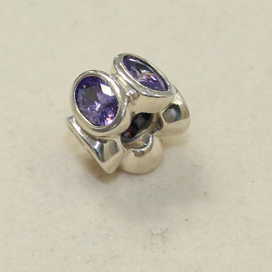 Pandora Charm Oval Lights Purple Bead 790311CZ W Suede Pouch