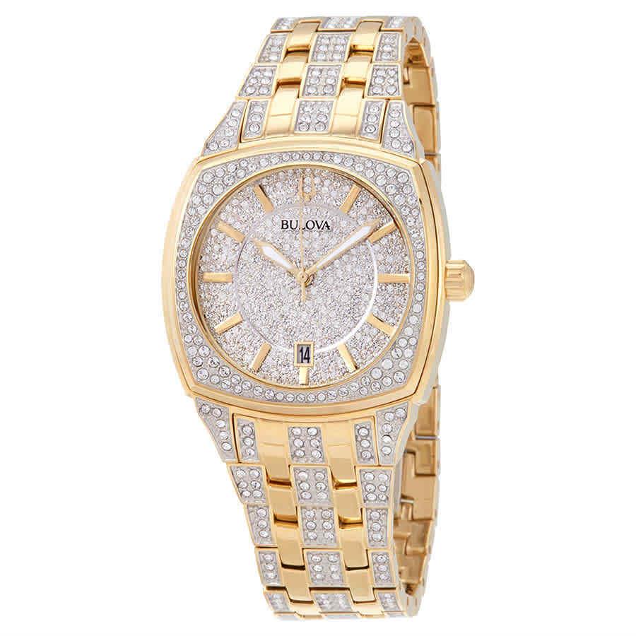 Bulova Phantom Crystal Pave Dial Men`s Watch 98B323