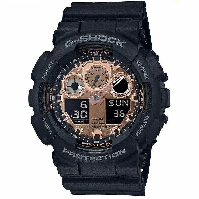Casio Men`s G-shock Ana-digital Rose Dial Black Resin Strap Watch GA100MMC-1A