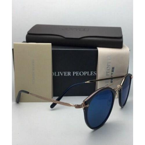 Oliver Peoples sunglasses REMICK - Denim Blue / Gold Frame, Grey w/ Blue Mirror Lens