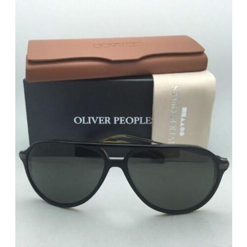 Oliver Peoples sunglasses BRAEDON - Black / Olive Tortoise / Brushed Gunmetal Frame, G15 ( Grey-Green ) Polarized Lens