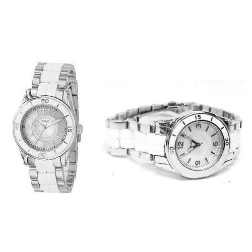 Fossil Relic Silver Stainless Steel+white Acrylic 2 Tone Mop Bracelet Watch ZR11883