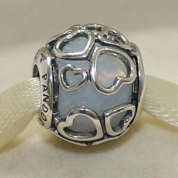 Pandora Charm Opalescent White Encased in Love 792036NOW W Tag Suede Pouch