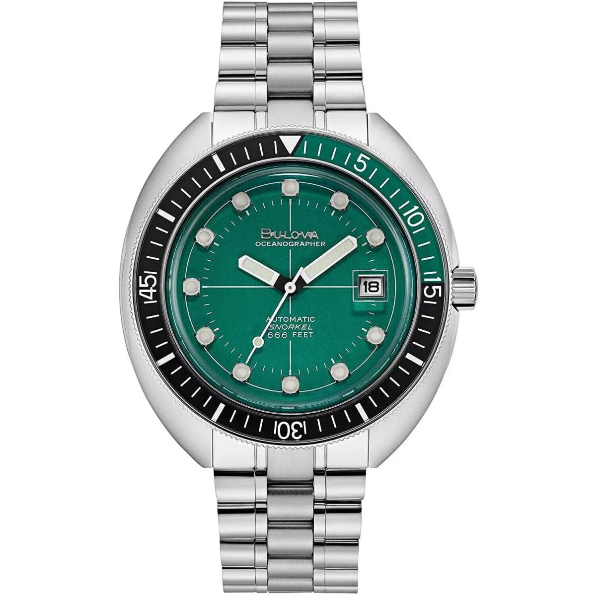 Bulova Special Edition Oceanographer Automatic Green Dial Men`s Watch 96B322