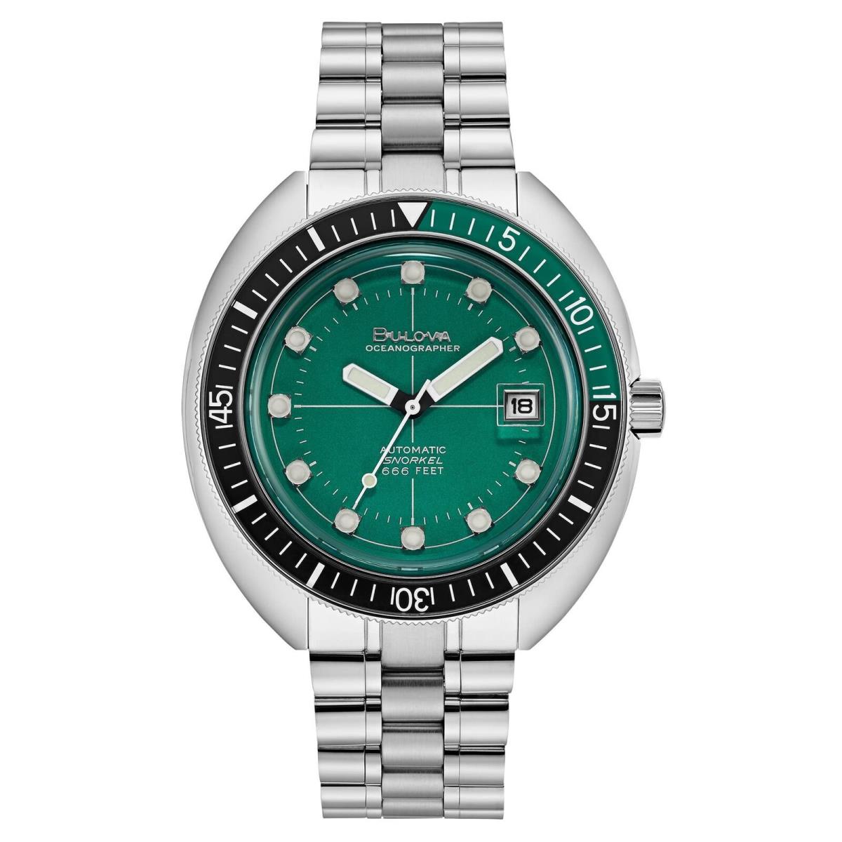 Bulova Men`s Oceanographer Automatic Watch Green Dial 96B322