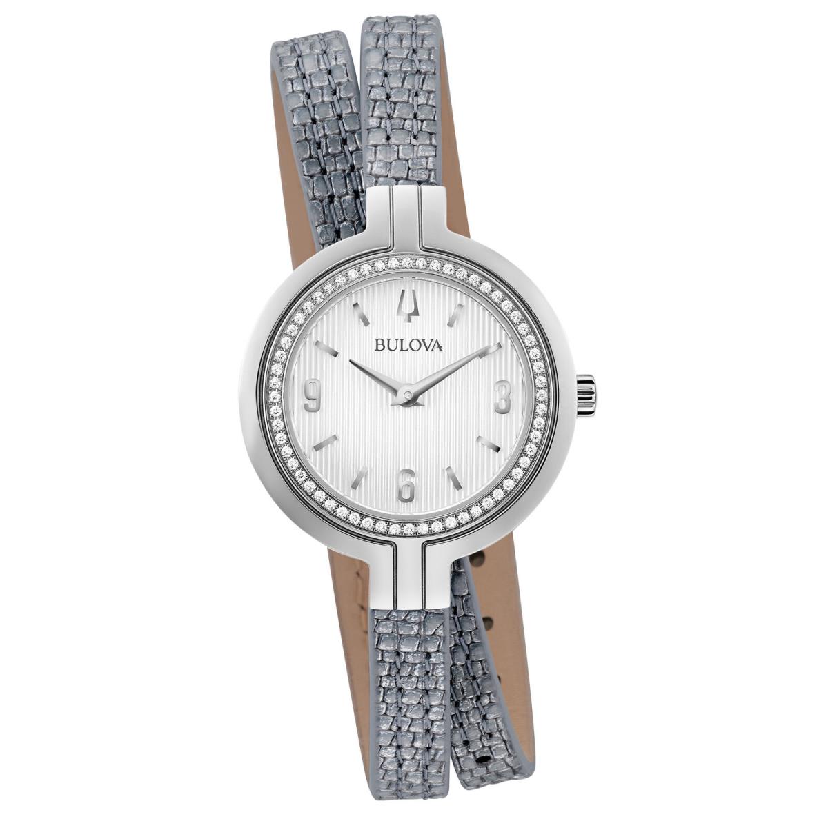 Bulova Women`s 96R236 Rhapsody 30mm Quartz Watch - Dial: Silver, Band: Gray, Other Dial: Silver