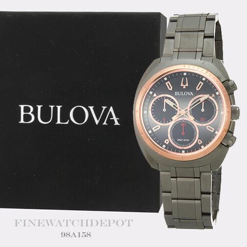 Bulova Men`s Curv Chronograph Gunmetal Stainless Steel Watch 98A158