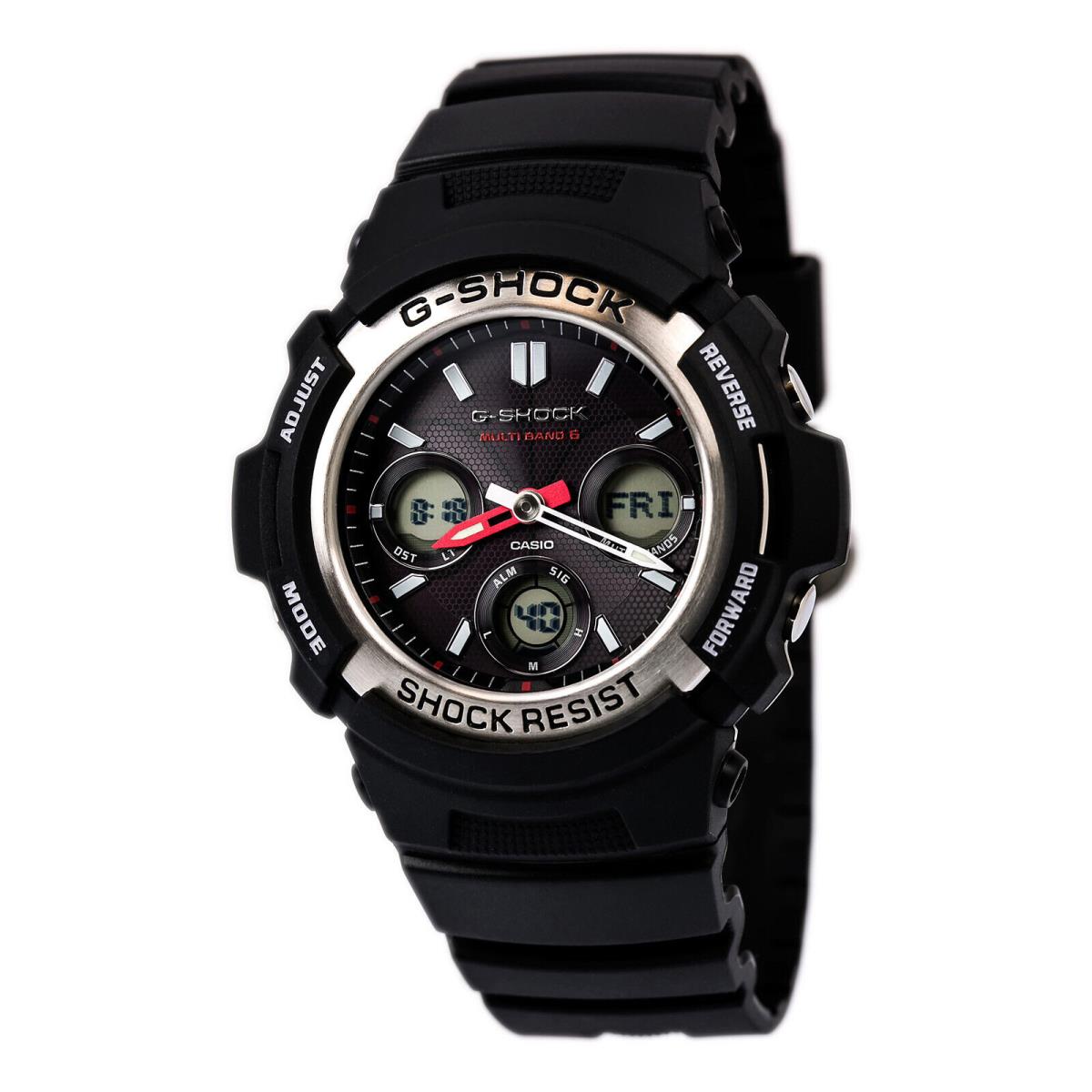 Casio Men`s Watch G-shock Digital-analog Dial Round Black Resin Strap AWGM100-1A