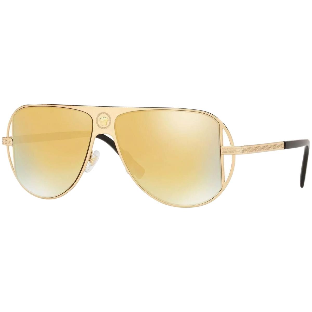 Versace Men`s Gold-tone Pilot Sunglasses w/ Mirror Lens - VE2212 10027P 57 Italy