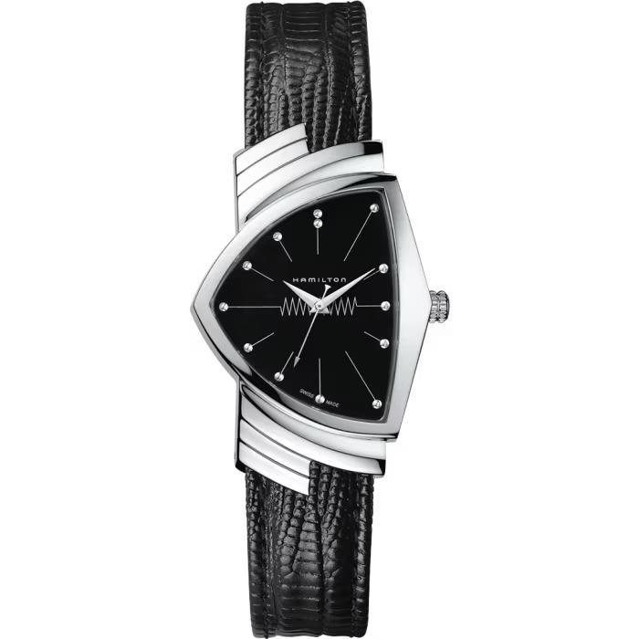 Men`s Hamilton Ventura L Quartz Watch H24411732 - Dial: Black, Band: Black