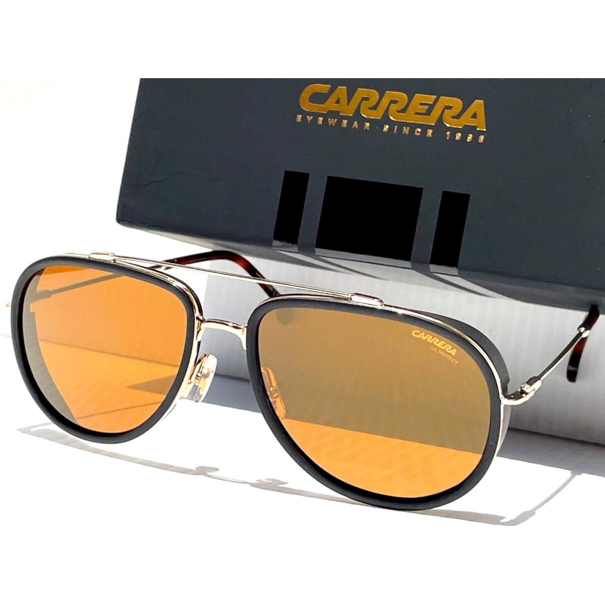 Carrera Sunglasses 166/S J5GK1 59-18 Black Gold Aviator W/brown Lens+gold Mirror