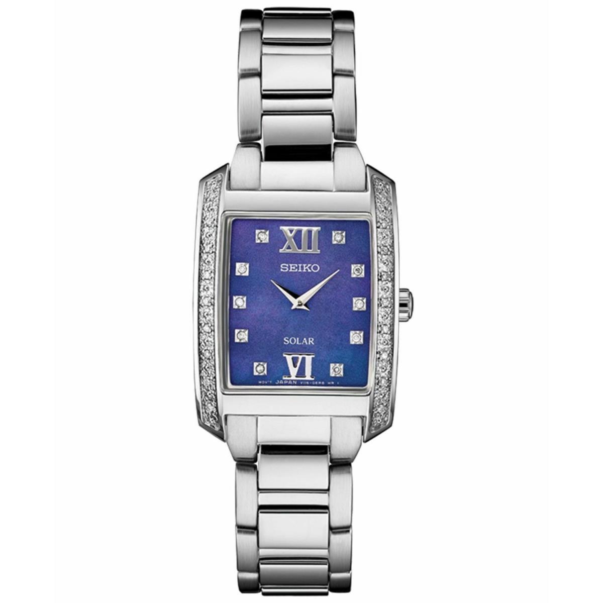 Seiko Solar Blue Mother of Pearl Women`s Watch - SUP401