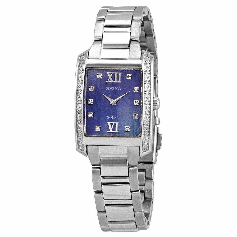 Seiko Solar Blue Mother of Pearl Women`s Watch - SUP401