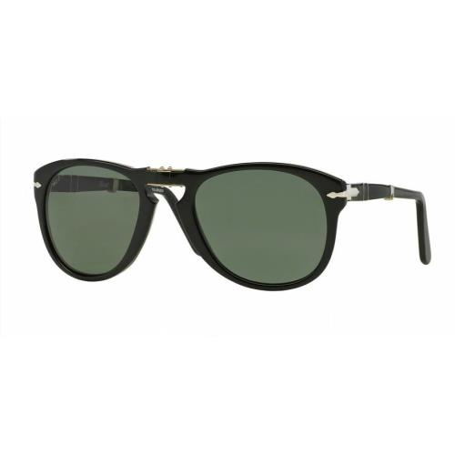 Persol Sunglasses PO0714 95/58 Folding Black Frame Green Lens 52MM ST