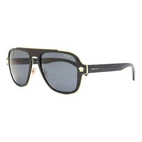 Versace Man Sunglasses Polarized Black Lenses Metal Frame 56mm