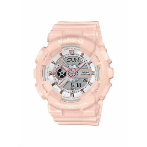 Casio Women`s Baby-g Analog-digital Pastel Pink 43.4mm Resin Watch BA110RG-4A
