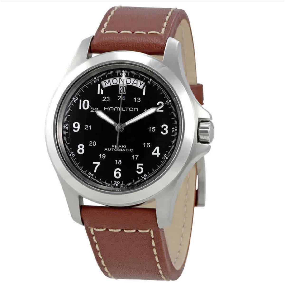 Hamilton Khaki King Black Dial Brown Leather Men`s Watch H64455533