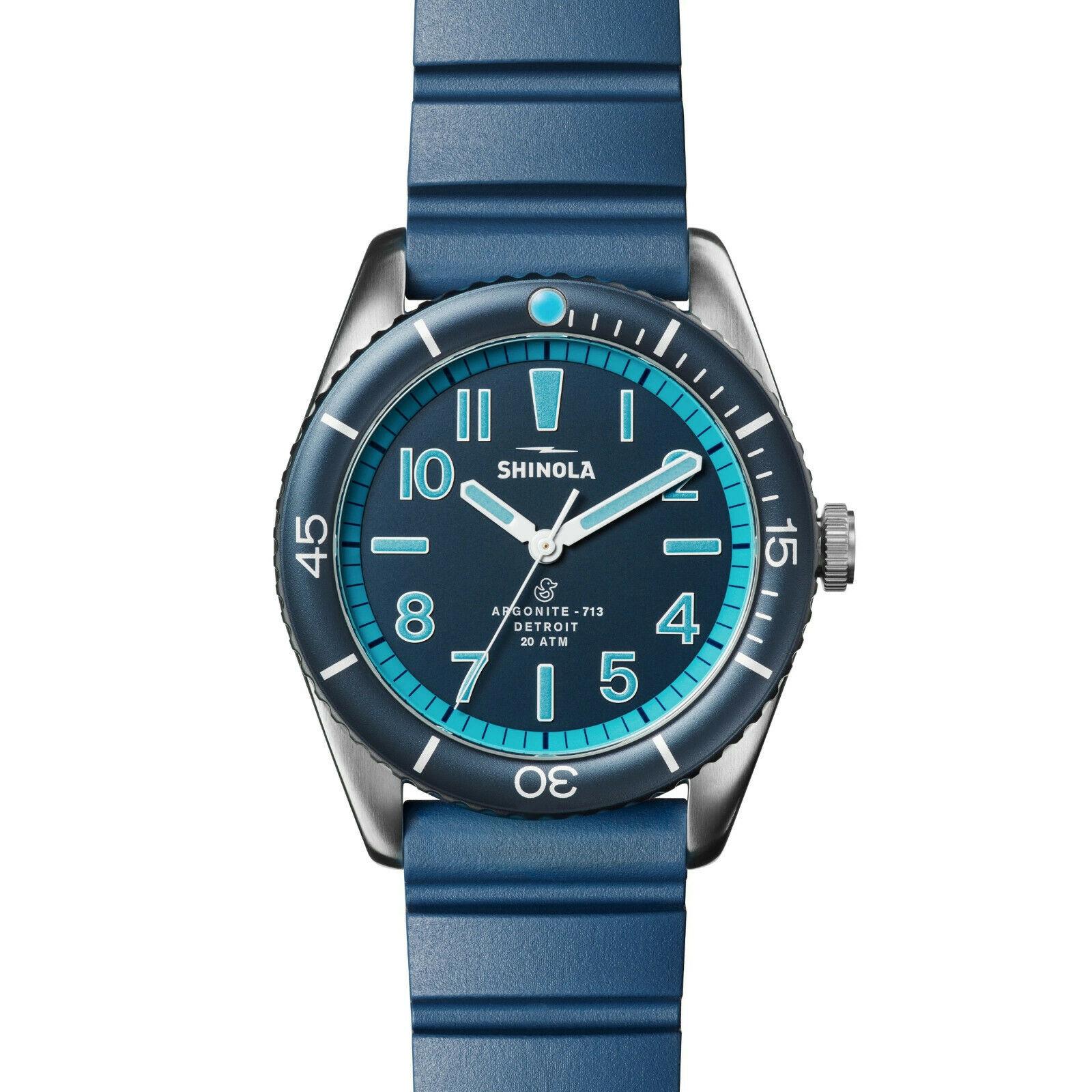 Shinola 42MM The Duck Blue Dial and Rubber Strap Watch S0120183131