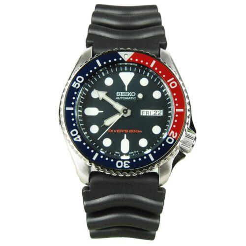 Men Seiko SKX009K Pepsi Red Blue Automatic 200M Divers Watch Rubber Band