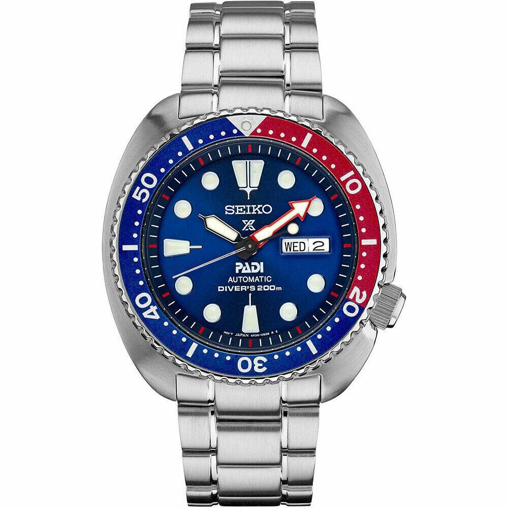 Seiko Men`s Prospex Padi Automatic Blue Day Date Dial Stainless St Watch SRPE99