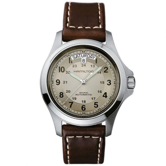 Hamilton Khaki King Automatic 40MM Beige Dial Brown Leather Strap H64455523