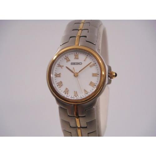 Seiko SXG968 Women`s White Dial Stainless Steel Two-tone Dress Watch