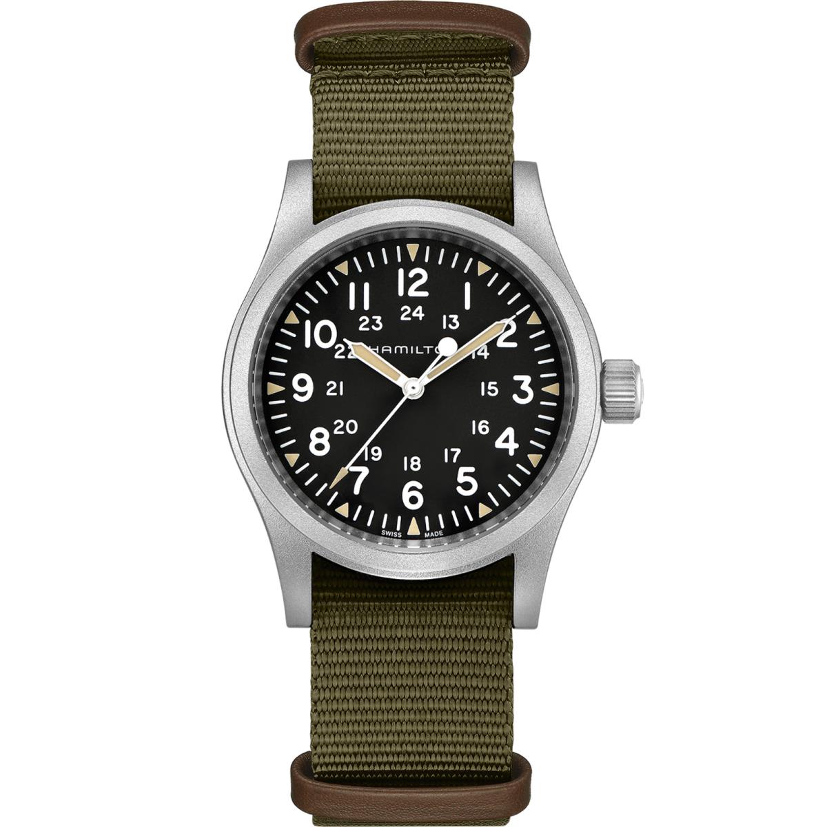 Hamilton Khaki Field Men`s Black Watch with Green Nylon Band H69439931