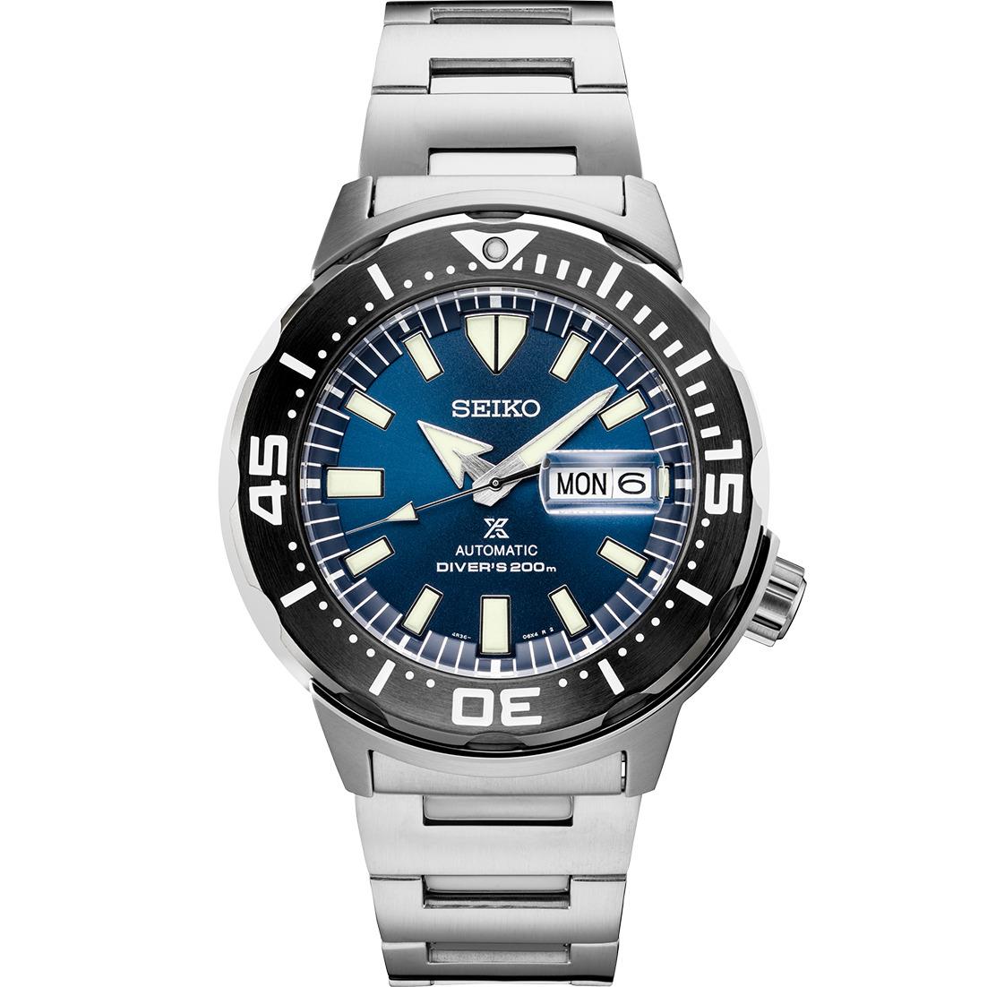 Seiko SRPD25 Prospex Blue Dial Stainless Steel 42.5mm Automatic Men`s Watch - Dial: Blue, Band: Silver