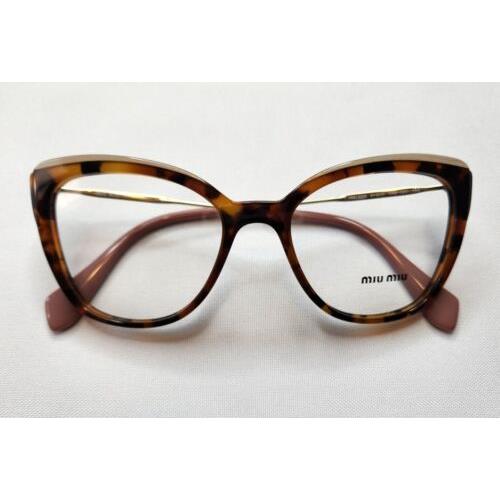 Miu Miu Vmu 02Q VX8-1O1 Tortoise Gold Cat Eye Optical Frame 51-17-140 Made Italy