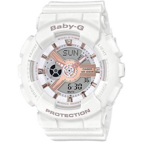 Casio Women`s Watch Baby-g Analog-digital Dial White Resin Strap BA110RG-7A