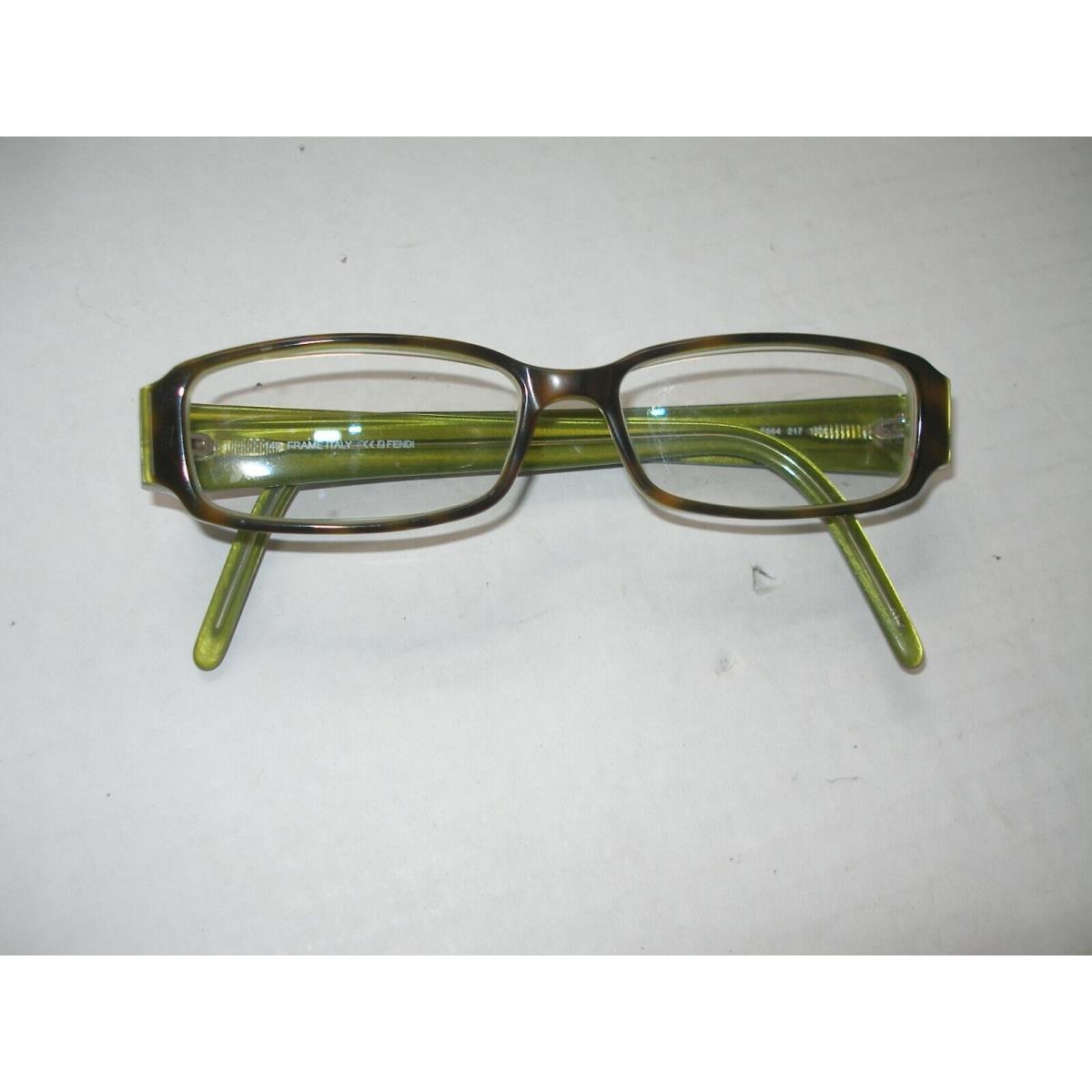 Fendi Eyeglasses Olive Green Geometric Printed Stems Made in Italy