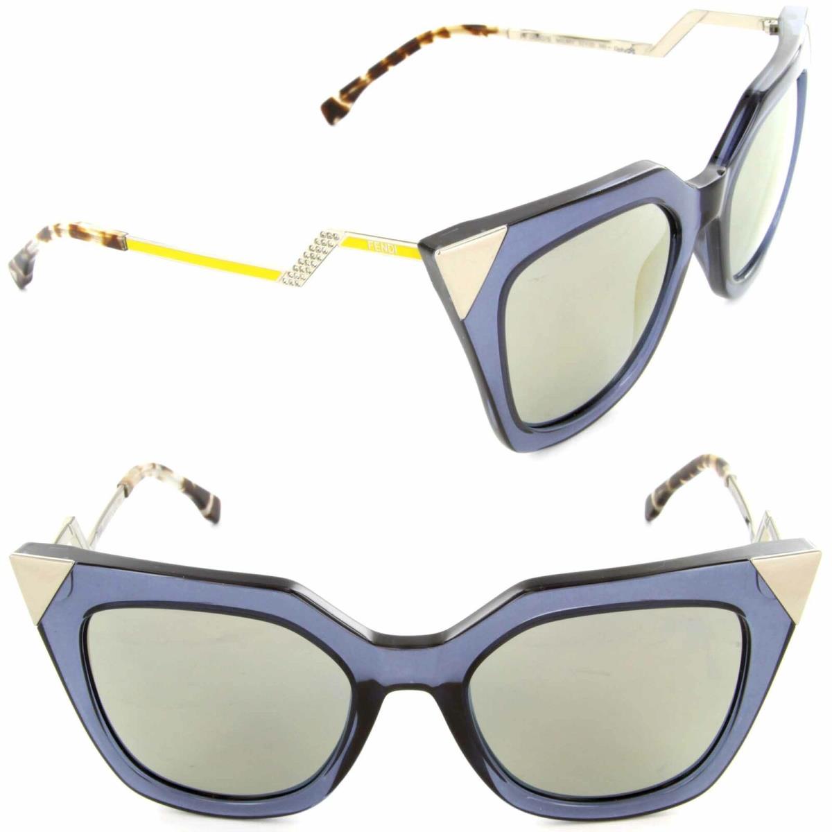 Fendi FF 0060/S Msu MV Sunglasses Blue Grey Transparent/bronze Mirror Lens