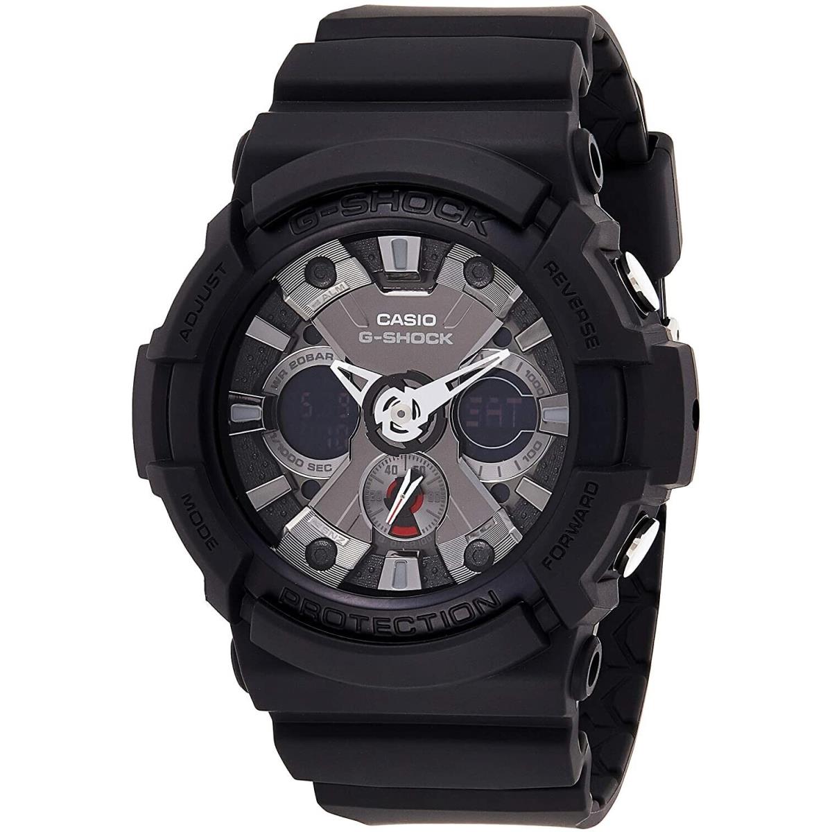 Casio GA201-1A Men`s G-shock Ana-digi Dial Alarm World Timer Black Resin Watch