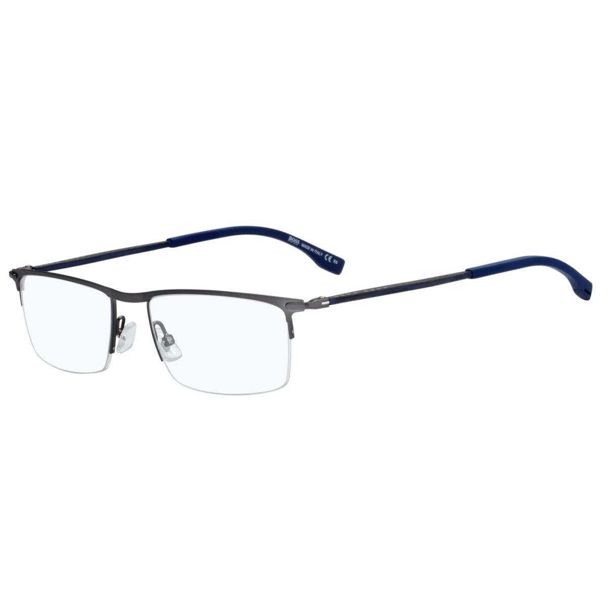 Hugo Boss 0940 2P5 Matte Gunmetal Blue Semi Rim Sport Eyeglasses Frame 55-18-145