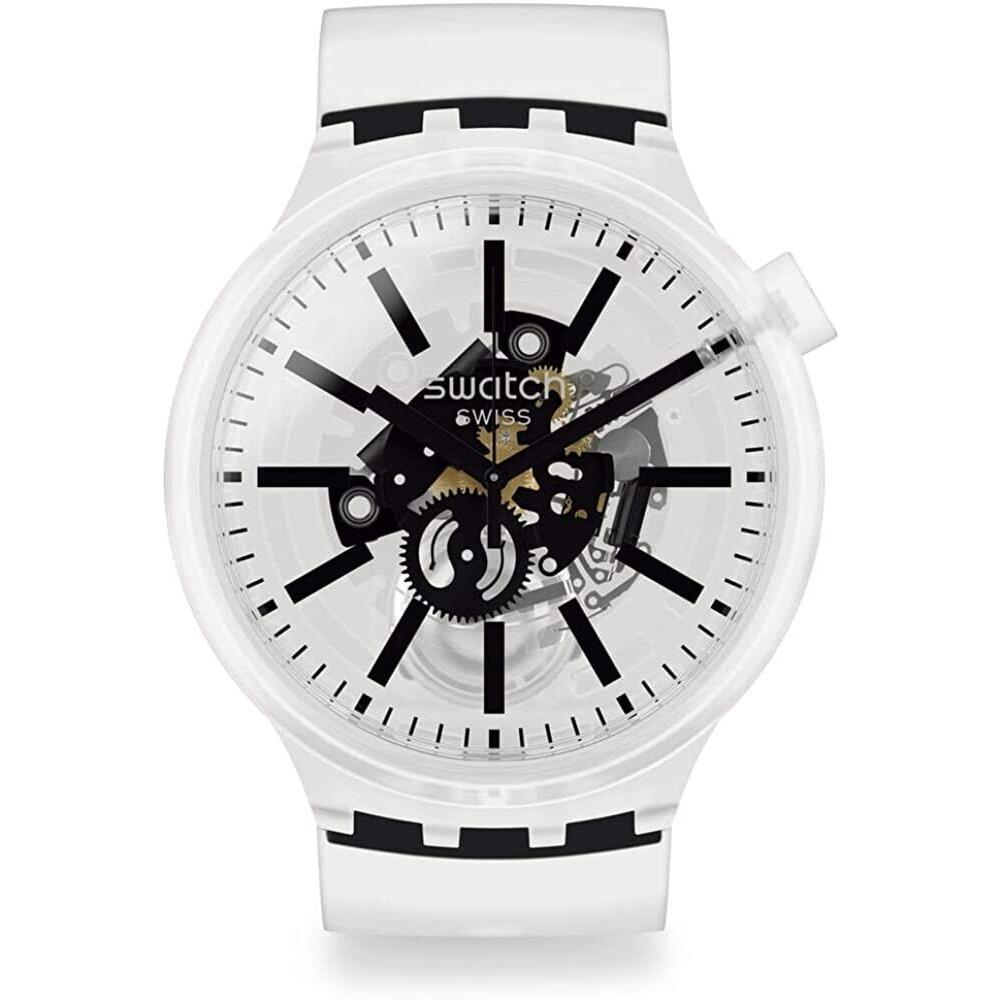Swatch Swattch - SO27E101 - Black-in-jelly Quartz Dial Watch - White Skeleton