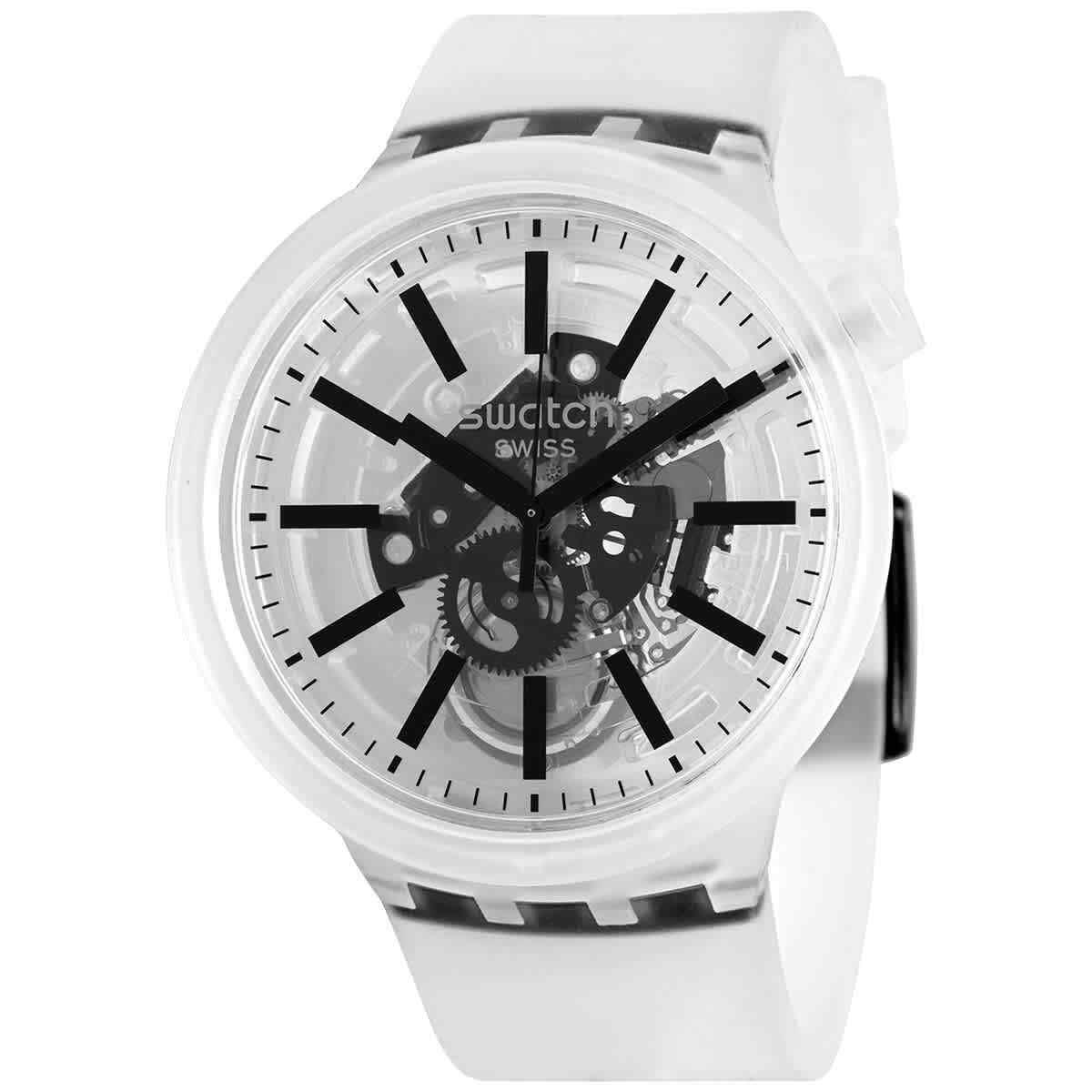 Swatch Black-in-jelly Quartz White Skeleton Dial Watch SO27E101