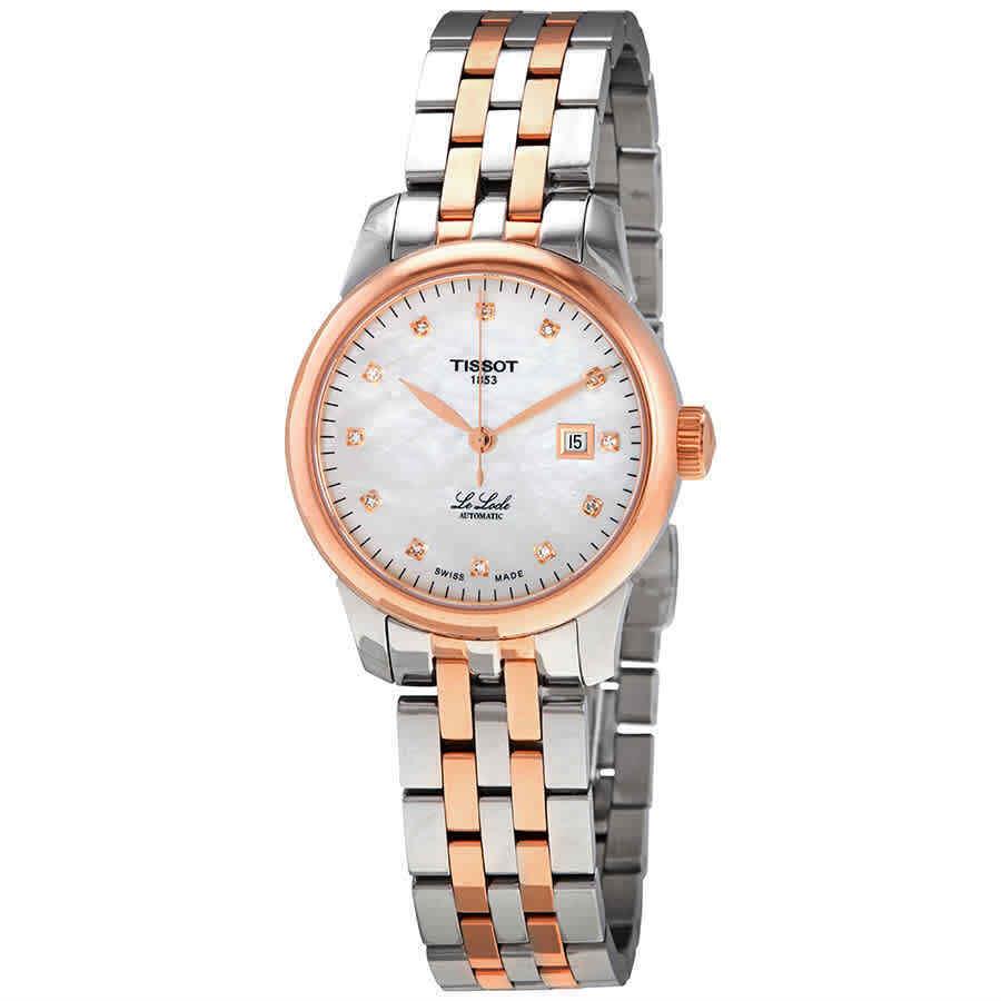 Tissot Le Locle Automatic Diamond Ladies Watch T006.207.22.116.00 - Dial: White, Band: Gray, Pink, Bezel: Pink