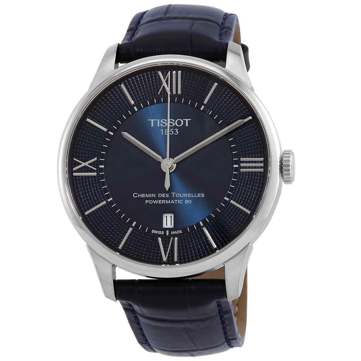 Tissot Chemin Des Tourelles Automatic Blue Dial Men`s Watch T099.407.16.048.00 - Dial: Blue, Band: Blue, Bezel: Silver