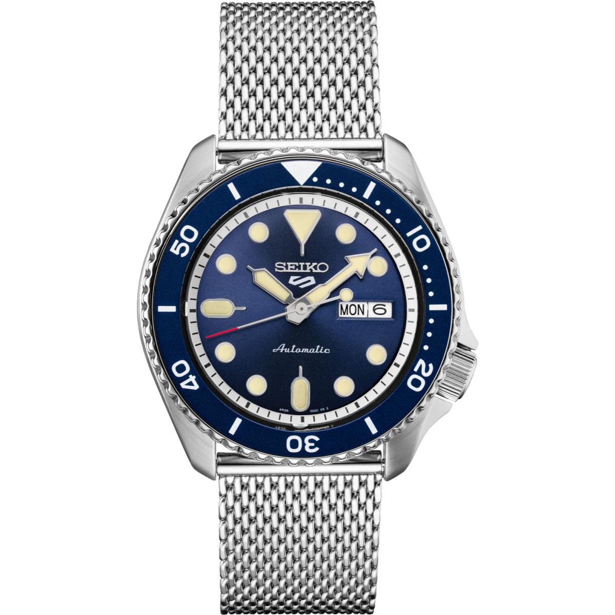 Seiko 5 Sports Automatic SRPD71 Blue Sunray Day Date Steel Bracelet Watch