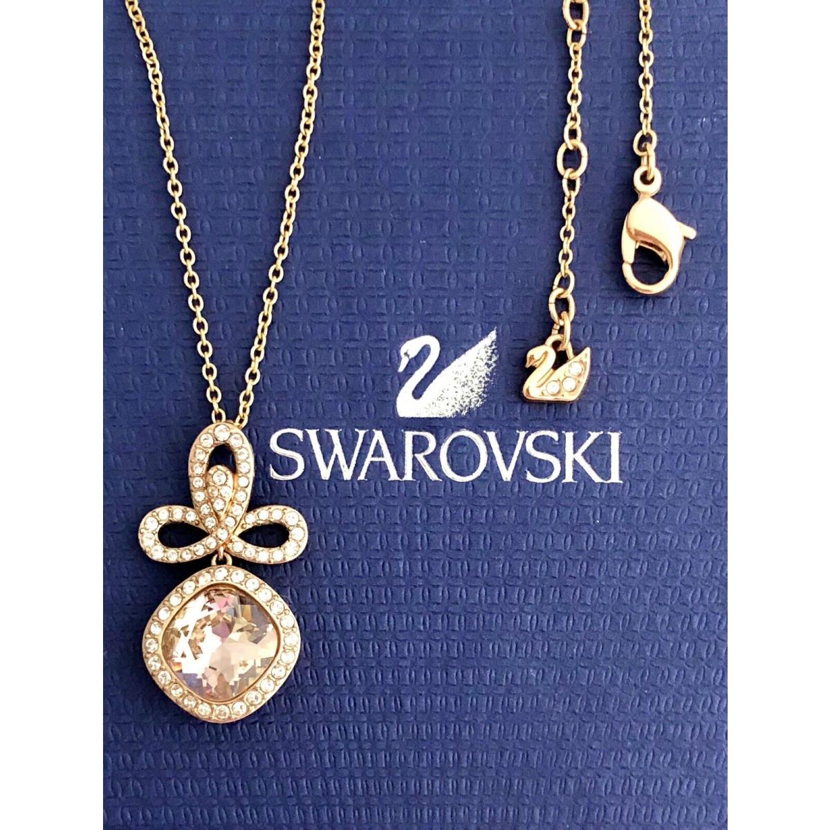 Swarovski Rose Gold Corral Necklace Pink Clover Pendant 5133383